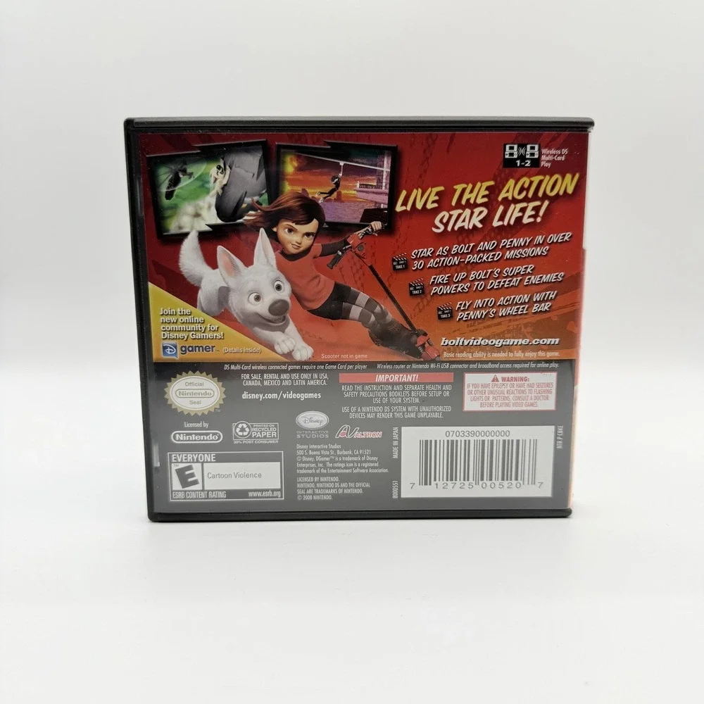 Bolt Nintendo DS Game E Disney NTSC-U/C Manual Case Complete In Box 2008